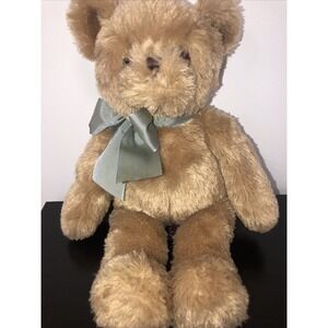 Bearington‎ Baby Gus Teddy Bear Plush Stuffed Animal Floppy Satin Bow 14 Inch